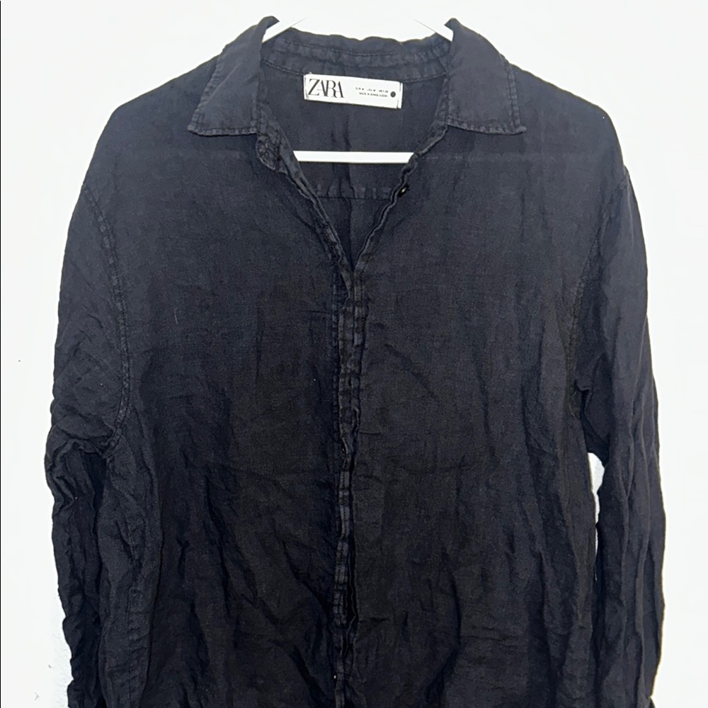 Zara Black Casual Button Down Shirt